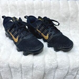 Nike Air VaporMax 3.0 Kids 6.5Y Black Gold BQ5238-004 Excellent Flyknit Sneaker